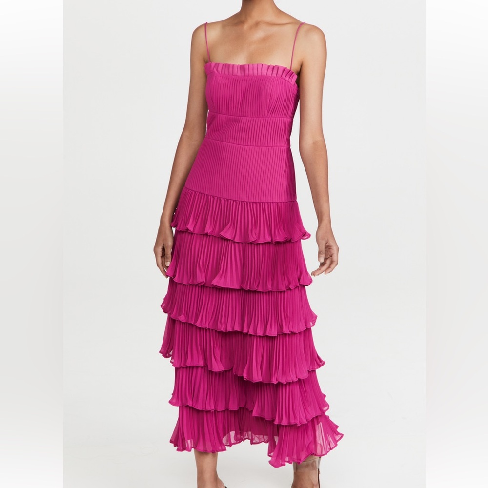 Never worn AMUR Chiffon pleated dress